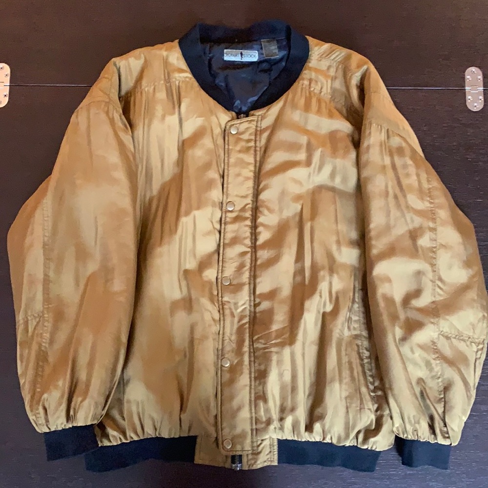 100% Silk Gold Bomber Jacket